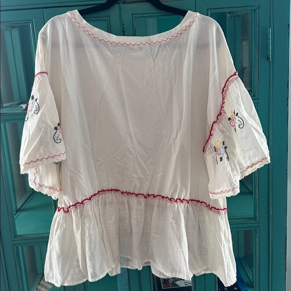 Anthropologie Embroidered Puff Sleeve Top EUC - Picture 9 of 9